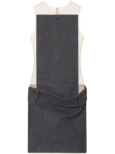 Courrèges Illusion Denim Mini Dress In Grey