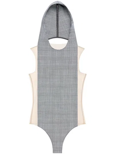 Courrèges Illusion Hooded Bodysuit In Grey