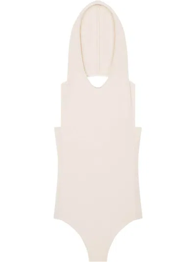 Courrèges Illusion Hooded Bodysuit In Neutrals