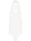 Courrèges Halterneck Sleeveless Hooded Bodysuit With Side Slit In White
