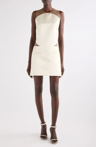 Courrèges Illusion Inset Circle Satin Minidress In White