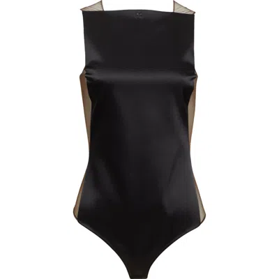 COURRÈGES COURRÈGES ILLUSION INSET SATIN BODYSUIT