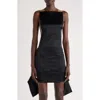 Courrèges Illusion Inset Satin Bodysuit In Black
