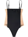 Courrèges Illusion Mesh And Jersey Bodysuit In Black