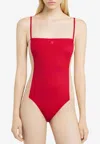 Courrèges Illusion Swimsuit With Adjustable Spaghetti Straps In Red