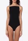 Courrèges Illusion Inset Satin Bodysuit In Black