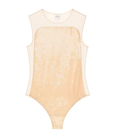 Courrèges Illusion Sequins Sunshiel Bodysuit In Nude