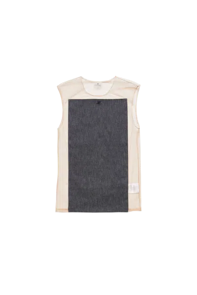 COURRÈGES COURREGES ILLUSION SQUARE DENIM TOP - DARK SKIN TONE GREY