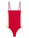 Courrèges Illusion Swimsuit With Adjustable Spaghetti Straps In 红色