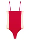 Courrèges Illusion Swimsuit With Adjustable Spaghetti Straps In Red