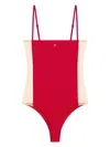 Courrèges Illusion Swimsuit With Adjustable Spaghetti Straps In Red