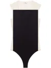 Courrèges Stretch Sheer Bodysuit High Neckline In White