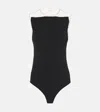 Courrèges Frame Illusion Mesh-paneled Cotton Bodysuit In Black
