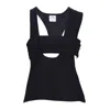 Courrèges U-neck Black Top With Cut-out Detailing In Black