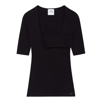 Courrèges Infinity Rib Knit Sweater In Black