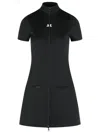 Courrèges Zip-front Short-sleeve Dress In Black