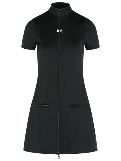 COURRÈGES COURREGES 'INTERLOCK' BLACK POLYESTER DRESS WOMEN