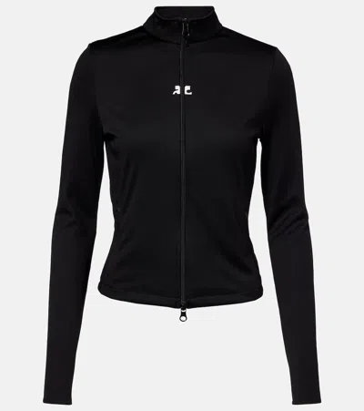 Courrèges Interlock Jersey Track Jacket In Black