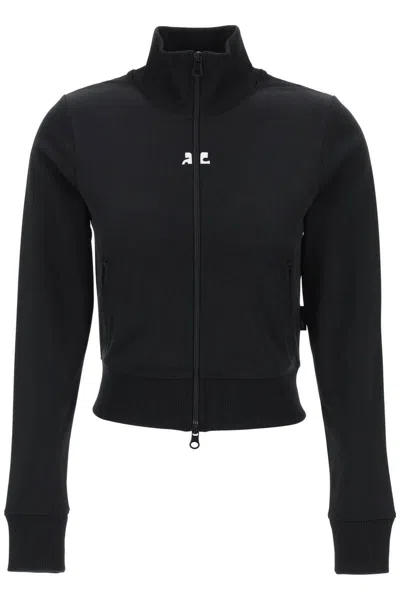 Courrèges Interlock Jersey Track Jacket For Athletic In Nero