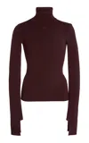 Courrèges Interlock Mockneck Sweater In Burgundy