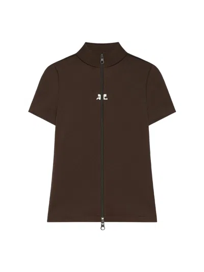 Courrèges Interlock Zipped Top In Brown