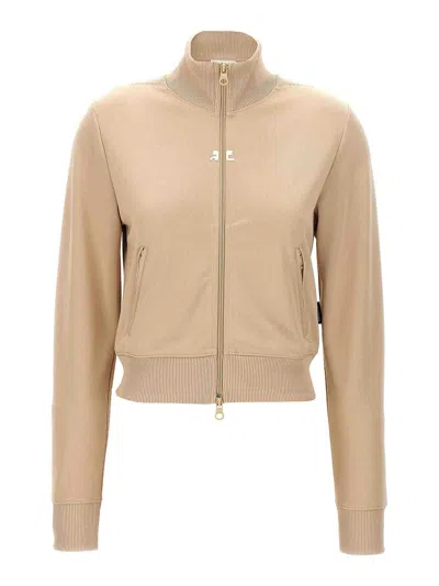 Courrèges Interlock Track Sweatshirt In Beige