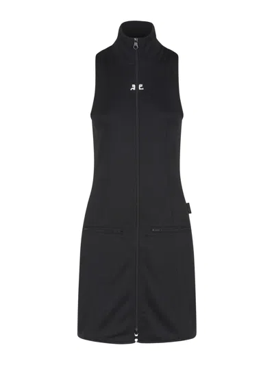 Courrèges Abito Interlock Tracksuit Dress Woman Black In Polyester