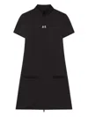 Courrèges Short Sleeve Dress With High Collar And Pockets In Black