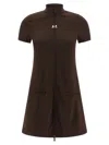 Courrèges Interlock Jersey Zip-up Minidress In Brown