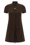 Courrèges Mini Dress With High Collar And Pockets In Brown