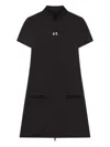 Courrèges Short Sleeve Dress With High Collar And Pockets In Black