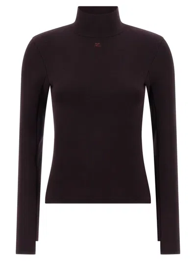 Courrèges Interlock Viscose Sweater In Burgundy