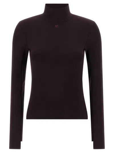 Courrèges Courreges Interlock Viscose Sweater In Burgundy