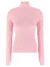 Courrèges Fitted Long Sleeve Mock Neck Sweater In Pink