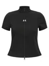Courrèges Zip-up Short-sleeve Top In Black