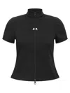 Courrèges Zip-up Short-sleeve Top In Black