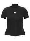 Courrèges Zip-up Short-sleeve Top In Black