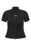 Courrèges Zip-up Short-sleeve Top In Black