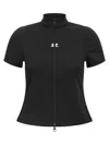 Courrèges Zip-up Short-sleeve Top In Black