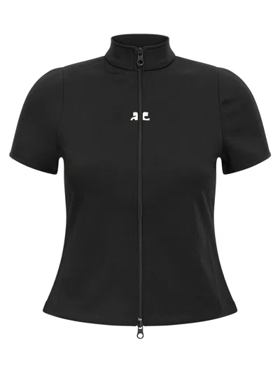 Courrèges Interlock Zipped Top In Black