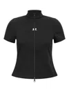 Courrèges Interlock Logo Zip-up Jersey Top In Brown