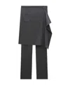 Courrèges Wool Tailored Pants With Draped Overskirt In Black