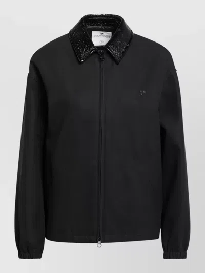 Courrèges Jacket Contrast Collar Elastic Cuffs Pockets In Black