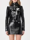 Courrèges Stretch Cotton Cropped Vinyl Jacket Reedition In Black