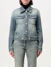 Courrèges Trucker Logo-embroidered Denim Jacket In Blau