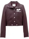 Courrèges Logo-patch Cropped Jacket In Brown