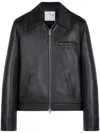 Courrèges Leather Shirt Jacket In Black
