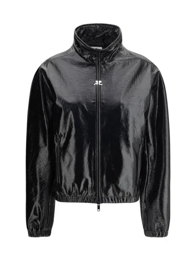 Courrèges Tracksuit Vinyl Jacket In Black