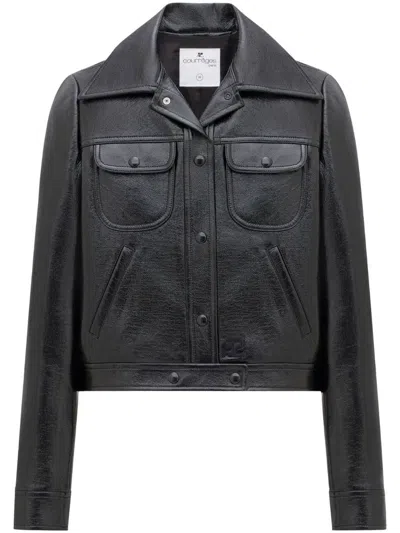 Courrèges Long-sleeve Biker Jacket In Black