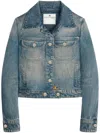 Courrèges Trucker Logo-embroidered Denim Jacket In Medium Blue